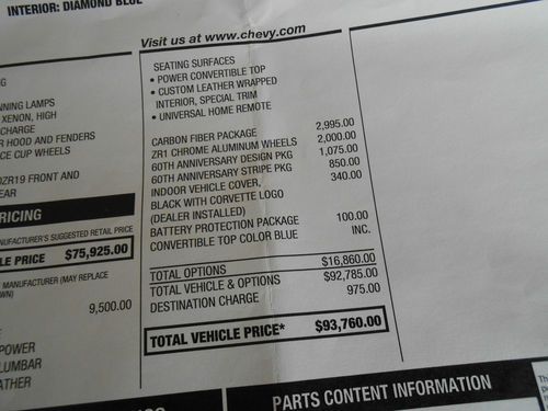 Chevrolet Corvette 427 Convertible 60TH Anniversary 505HP 2013, US $79,990.00, image 12