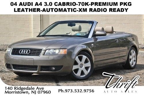 04 audi a4 3.0 cabrio-70k-premium pkg-leather-automatic-xm radio ready