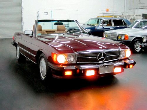 1986 mercedes-benz 560sl cabernet red/new top