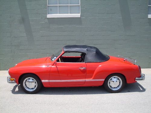 1972 karmann ghia conv red/ blk top 4sp chrome wheels runs great priced to sell