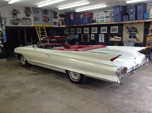 1961 cadillac deville covertible white red top excellent condition