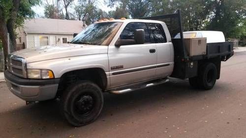 02 dodge ram 3500 cummins turbo diesel dully * no reserve * flatbed 4x4 ext cab