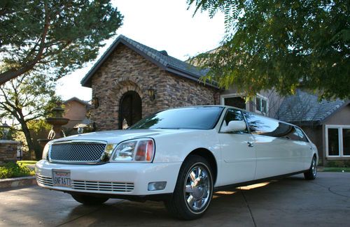 2002 cadillac deville limo by classic limousine wave edition, white 130 inch