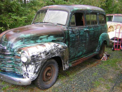 1953 chevy suburban 1/2 ton clam shell rear door original 216 engine