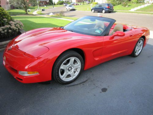 Torch red corvette convertible white top 31k original miles auto no reserve!