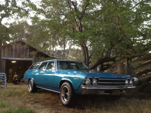 Rare! 1969 chevelle &#034;greenbriar&#034; deluxe wagon garage kept! &#034;le-mans&#034; blue