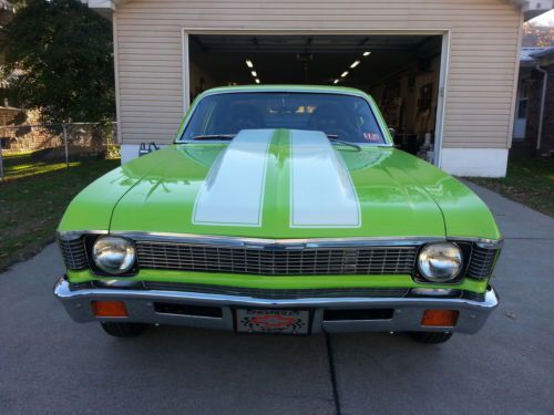 1972 lime green chevy nova mickey thompson trans turbo 350 great cond 383 cubic