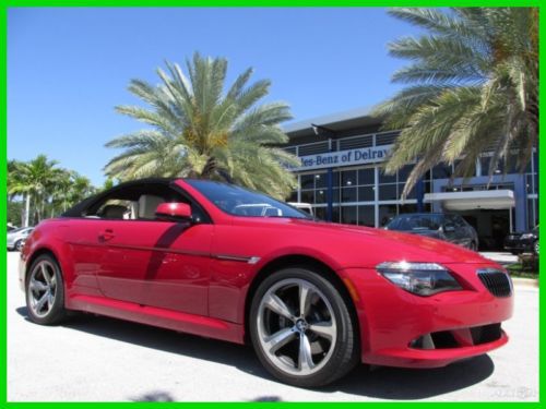 10 imola red 650 i cic 4.8l v8 convertible *cd changer *navigation *low miles*fl