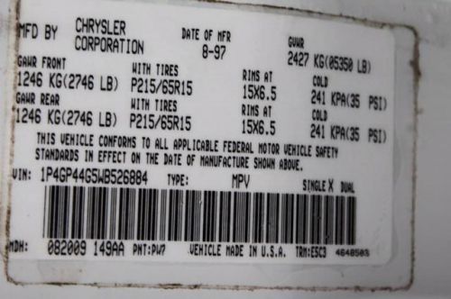 1998 Plymouth Grand Voyager SE, US $3,844.00, image 10