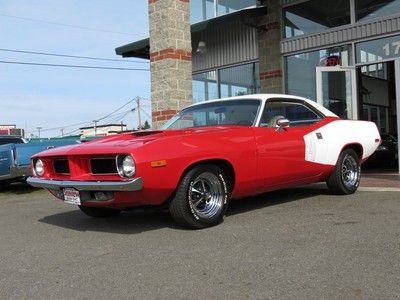 1973 plymouth cuda 340ci ralley red matching #`s beautiful restoration !!