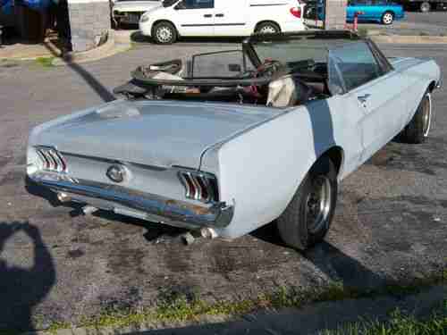 1968 Mustang Converitible Project Solid 6cyl Auto. Runs & Drives !!!, image 2
