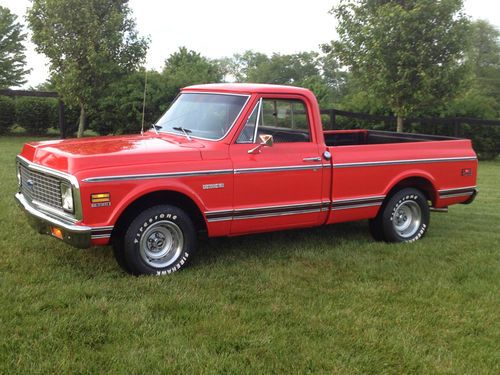 1971 chevy cheyenne short bed fleetside, orange, great shape, and ac cab