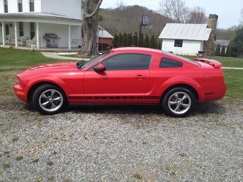 2005 ford mustang, v6, torch red, 52,000 miles, nice