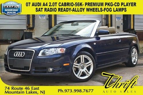 07 audi a4 2.0t cabrio-56k- premium pkg-player-sat radio ready-alloy wheels