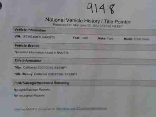 1990 Ford E350 Cargo ext van / DIESEL eng / 60 day Layaway / Worldwide shipping, US $2,250.00, image 14