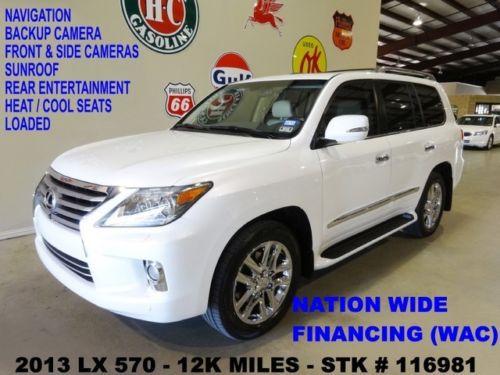 2013 lx 570,sunroof,nav,rear dvd,htd/cool lth,mark levinson,chrome 20&#039;s,12k!!