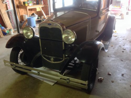 1930 ford model a 2 dr. sedan, tan color. older restoration 3 of 6 condition