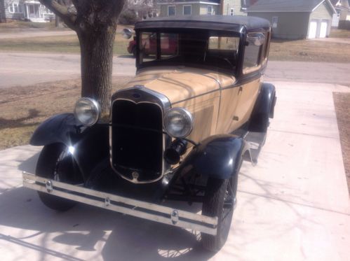 1930 ford model a 2 dr. sedan, tan color. older restoration 3 of 6 condition