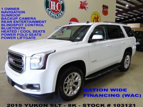 15 yukon slt,sunroof,nav,rear dvd,htd/cool lth,3rd row,polish 20&#039;s,8k,we finance