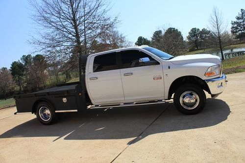 11 dodge ram 3500 slt crew cab 4x4 6.7l cummins diesel 6-speed manual flat bed