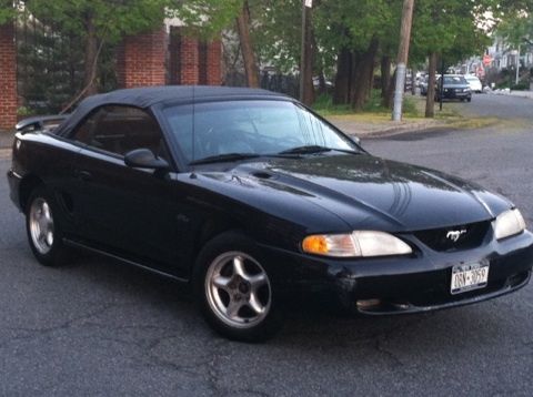 Sn95 1997 ford mustang gt convertible 2-door 4.6l triple black w mach 460 system