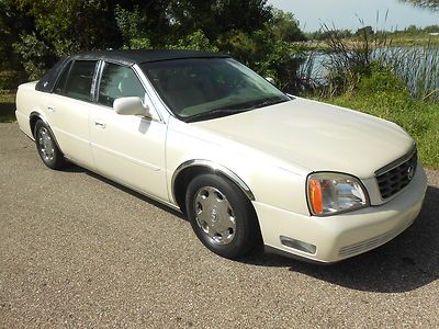 2002 cadillac deville dhs pearl white chorme wheels landau roof heated seats