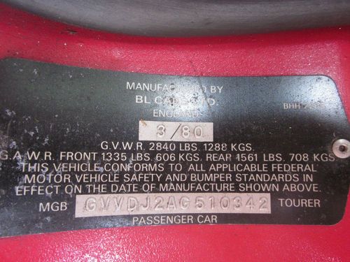 1980 MG MGB MK IV Roadster Convertible 2-Door 1.8L B-series 4-spd LHD, image 19