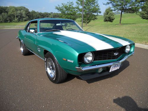 1969 camaro restored ss 350  rally green cowl hood super sport trim