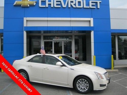 2010 cadillac luxury v6 pearl white with beige leather heated seats gold emblems