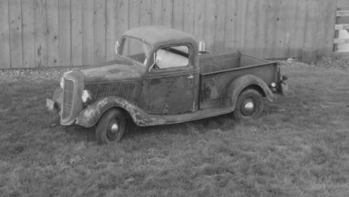 1936 ford pickup. barn find stored in 1969. rat rod hot rod bone stock #s match