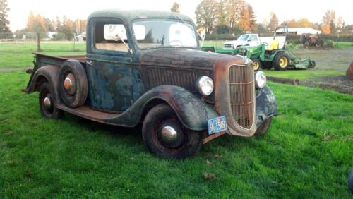 1936 Ford Pickup. Barn find stored in 1969. Rat Rod Hot Rod Bone stock #s match, image 7