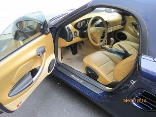 2003 porsche boxster roadster s convertible 3.2l dark blue with tan interior