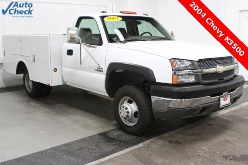 Used 04 chevy k3500hd regular cab 4x4 duramax diesel utility box low miles work