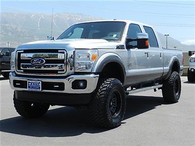 Ford crew cab lariat 4x4 powerstroke diesel custom new lift wheels tires leather