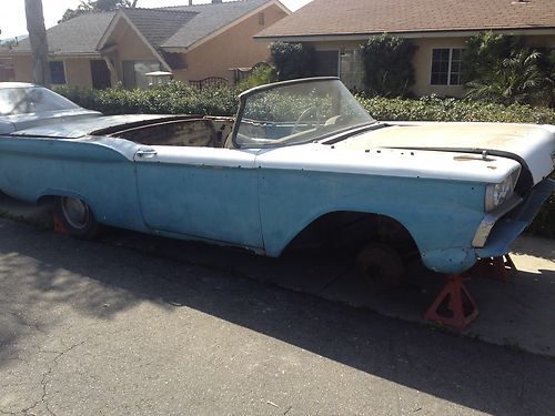 1959 ford fairlane skyliner retractable convertible project + donor car v8 rare