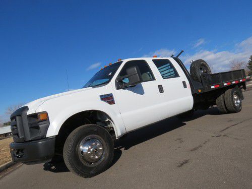 2008 ford f-350 crew cab 4x4 diesel flatbed 6.4 1 owner fleet fresh dpf  204"wb