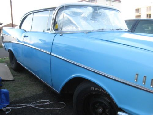 57&#039; chevy belair  2dr hdtp, 4 spd. muncie trans and rebuilt 350 c.i. sbc motor,