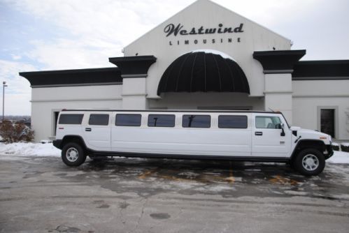 Limo limousine hummer h2 suv 2003 white stretch luxury clean absolute sale mega