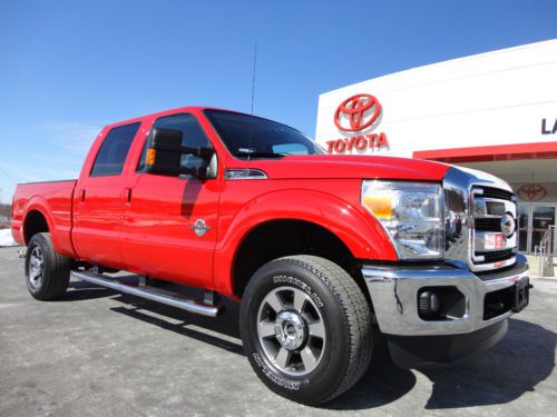 2011 f350 crew cab powerstroke diesel 4x4 lariat leather red 1 owner video 4wd