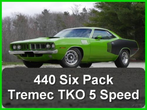 1971 plymouth cuda 440 6 pack tremec 5 speed sublime green billboards no reserve