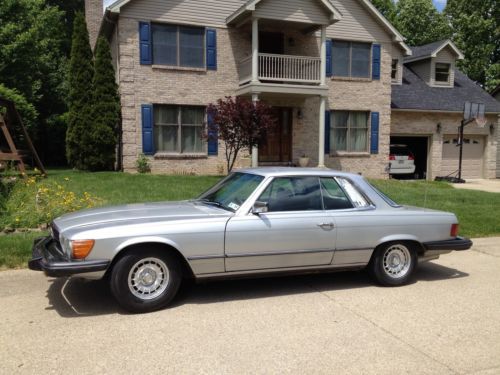 1977 mercedes-benz silver 450 slc 2 door coupe, good condition, sun roof, etc
