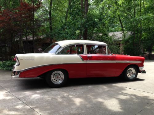 1956 Chevrolet Bel Air 2door sedan. Matador Red with Adobe beige. 350 cu in V8', image 7
