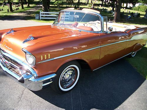 1957 chevy convertable belair serria gold