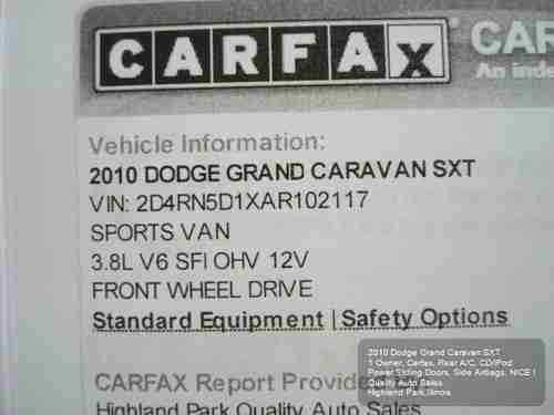 2010 DODGE GRAND CARAVAN SXT 1OWNER CARFAX STOW N GO POWER DOORS CD/iPOD REAR AC, US $9,975.01, image 5