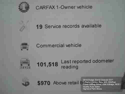 2010 DODGE GRAND CARAVAN SXT 1OWNER CARFAX STOW N GO POWER DOORS CD/iPOD REAR AC, US $9,975.01, image 6
