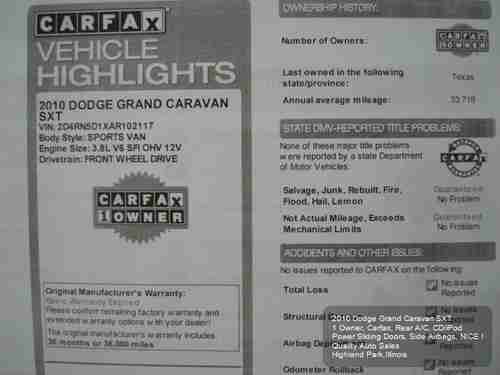 2010 DODGE GRAND CARAVAN SXT 1OWNER CARFAX STOW N GO POWER DOORS CD/iPOD REAR AC, US $9,975.01, image 12
