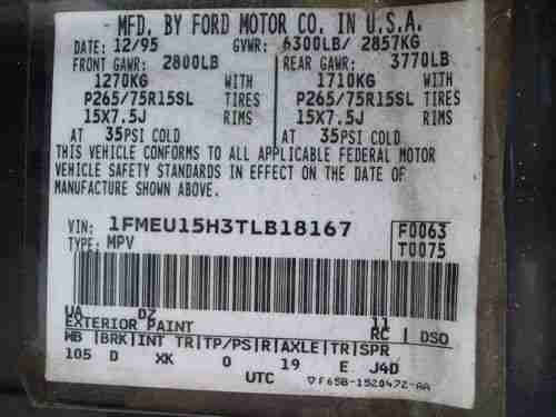 1996 Ford Bronco Eddie Bauer Sport Utility 2-Door 5.8L, image 18