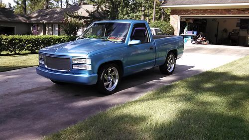 1995 chevy silverado hot rod truck 20" billet wheels dropped flames cowl hood