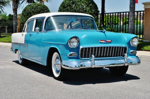 Fully restored 1955 chevrolet belair 210 350 v-8 3 speed car is really right wow