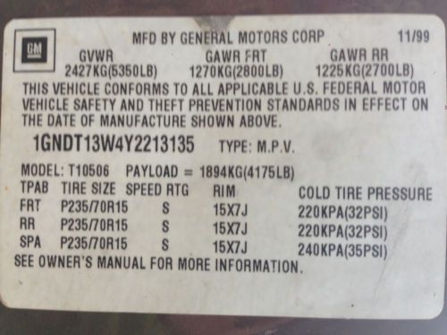 2000 Chevrolet Blazer LS Sport Utility 4-Door 4.3L, US $3,500.00, image 17